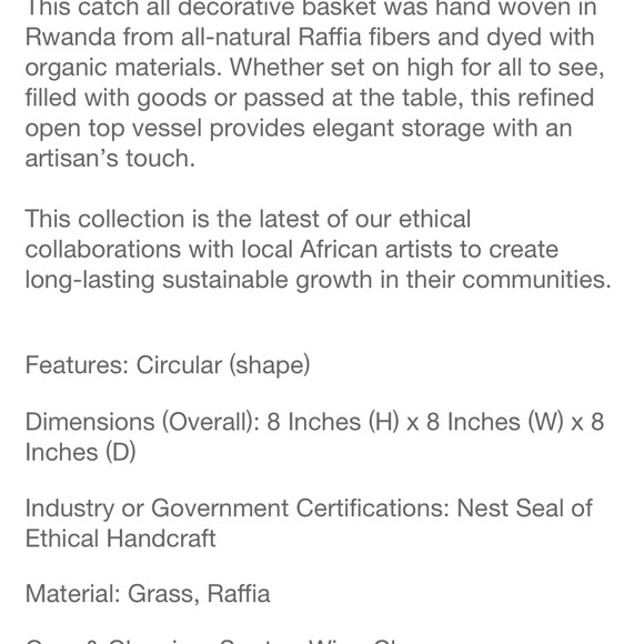 THRESHOLD ALL ACROSS AFRICA NEW organic raffia basket with handles -rust - Picture 2 of 2